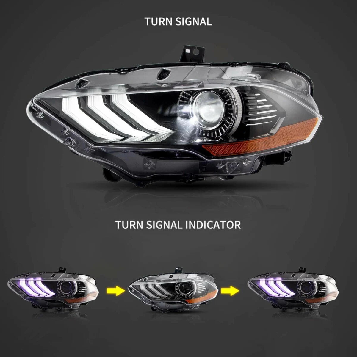 Vland 18-23 Mustang LED Dual Beam Projector RGB Headlights