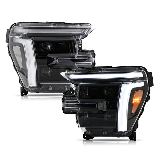 KuerLED Headlights Pair For 2021–2024 Ford F-150 STX/XL/XLT (Factory Halogen Models) – Plug & Play W/ DRL