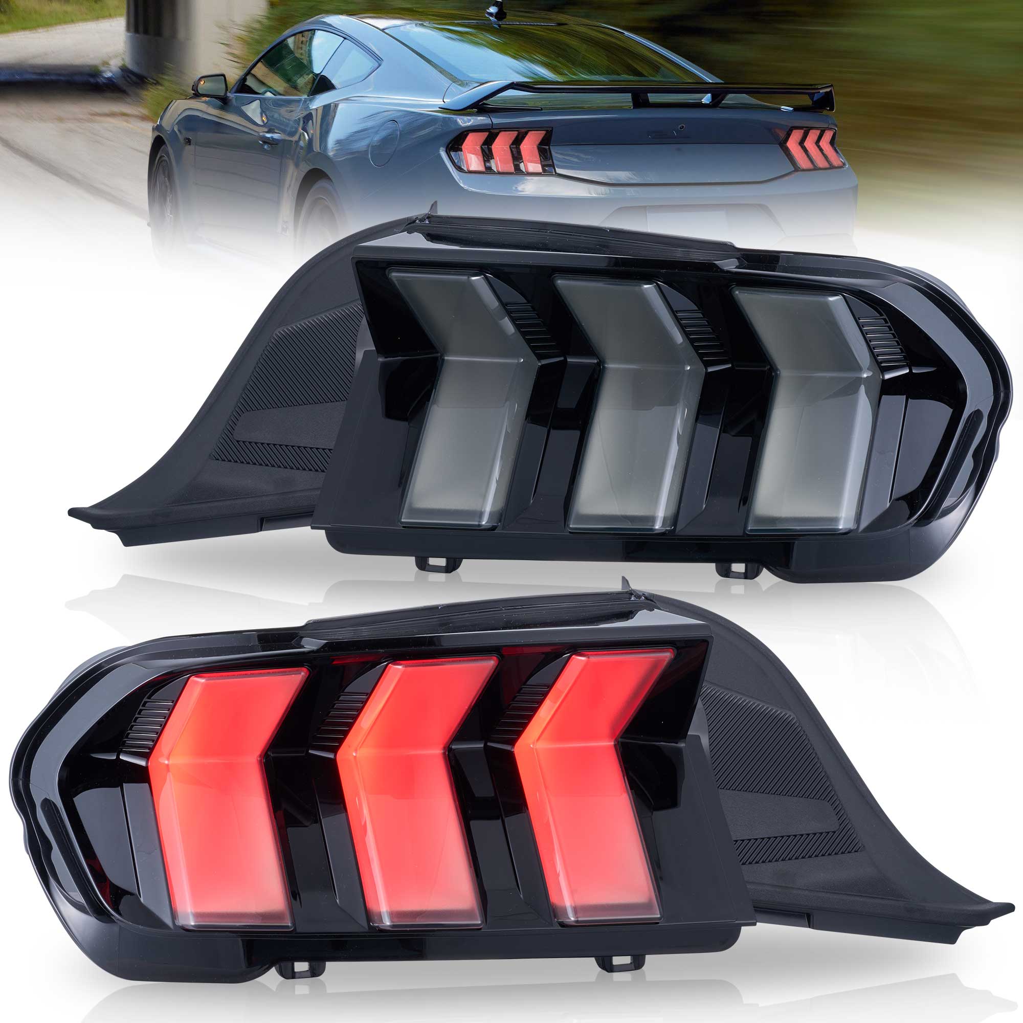 Vland 2024+ Ford Mustang Multi Mode Clear LED Euro Tail Lights