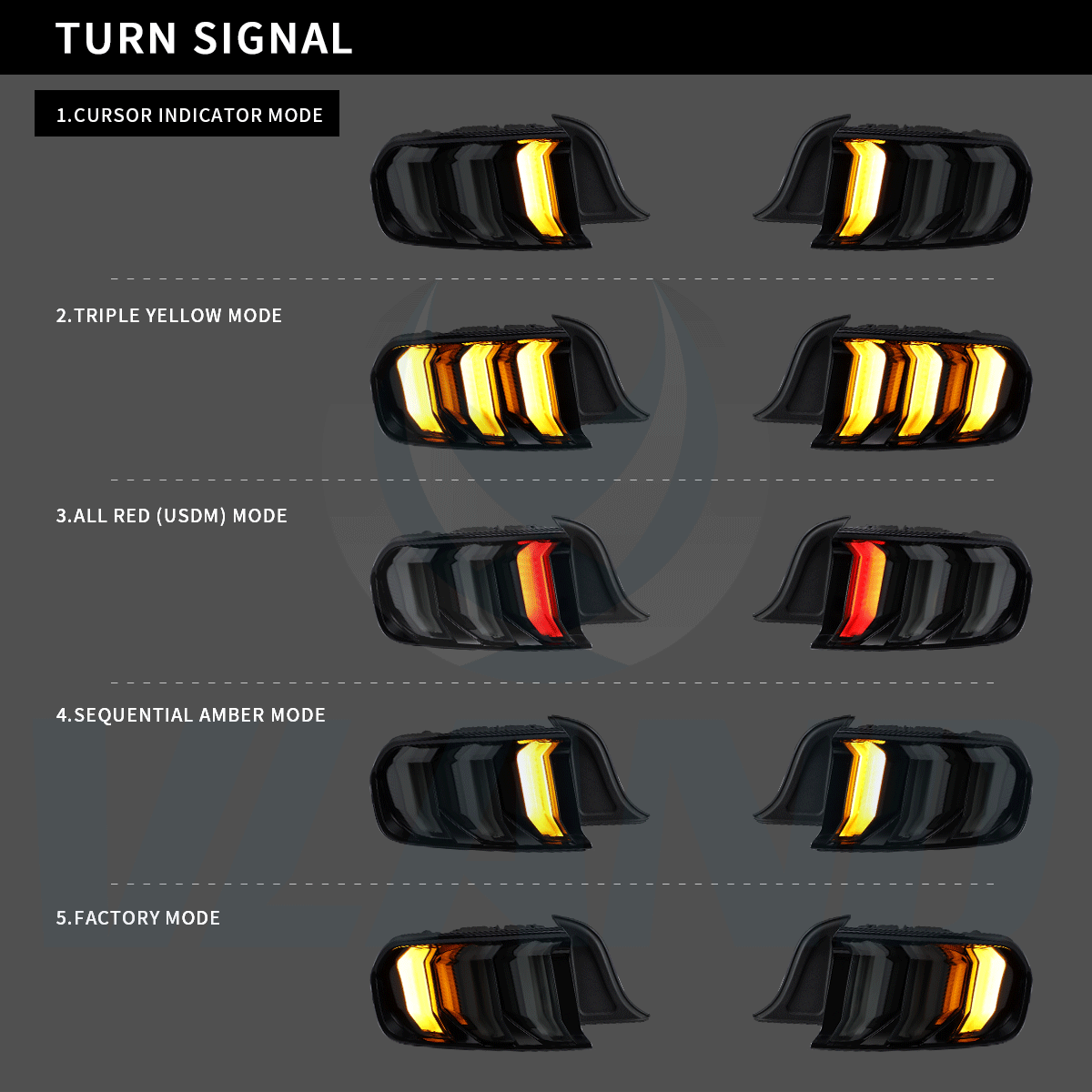 2015-2023 Mustang VLAND Euro Multi-Mode LED Taillights
